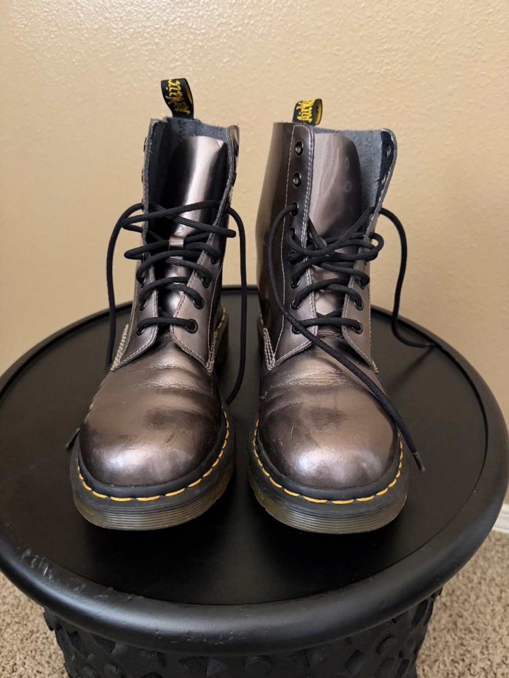 Dr. Martens 1460 Pascal 8-eye boots in metallic pewter